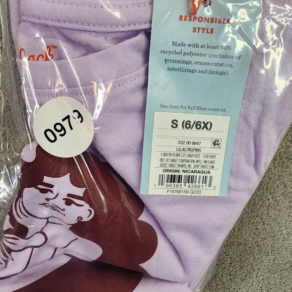 Girls Purple “Growing Every Day” Short Sleeve Shirt Cat & Jack Size S (6-6x) - Picture 8 of 8